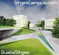 Sitges Media Cubes at night